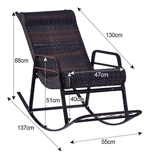 Fauteuils inclinables Fauteuil À Bascule Fauteuil En Rotin Naturel Fauteuil De Style Fauteuil À Bascule Old Man Back Fauteuil De Détente Extérieur Au Balcon Fauteuil À Bascule De Jardin Capacité De Ch