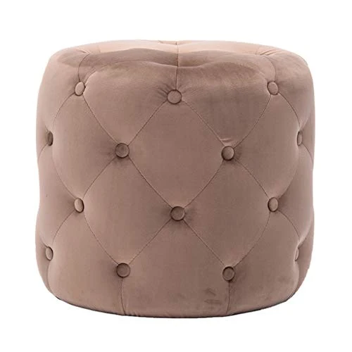 LHQ-puffs Tabouret avec Repose-Pieds rembourré et capitonné, Pouf Rond Confort en Velours, décoration de Meubles