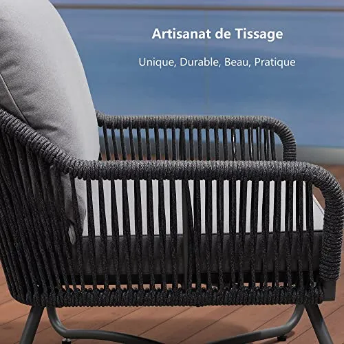 PURPLE LEAF Salon de Jardin Exterieur 4 Personnes avec Table Basse Salon Jardin pour Balcon Terrasse Canapé de Jardin avec Coussins, Andros