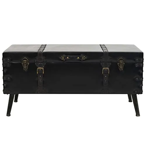 Table basse de coffre de voyage, table basse rectangulaire en bois noir assemblage facile pour placer des objets décoratifs pour la maison