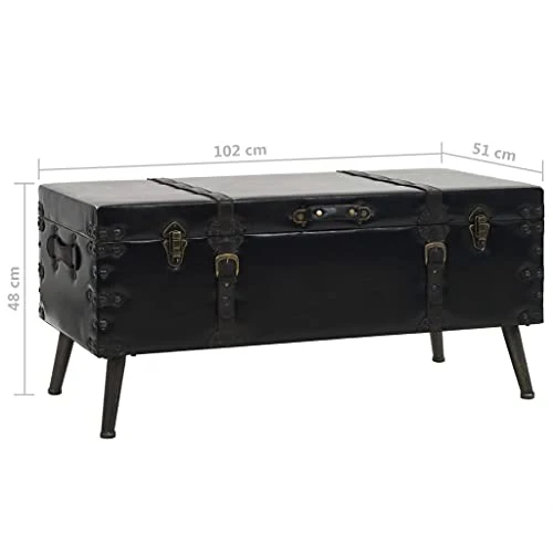 Table basse de coffre de voyage, table basse rectangulaire en bois noir assemblage facile pour placer des objets décoratifs pour la maison