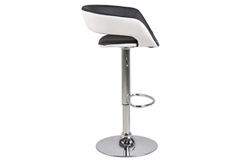 AC Design Furniture Jack Tabourets de Bar Lot de 2, H: 104 x l: 54,5 x P: 48,5 cm, Blanc/Noir/Chrome, Faux Cuir/Métal, 2 pc