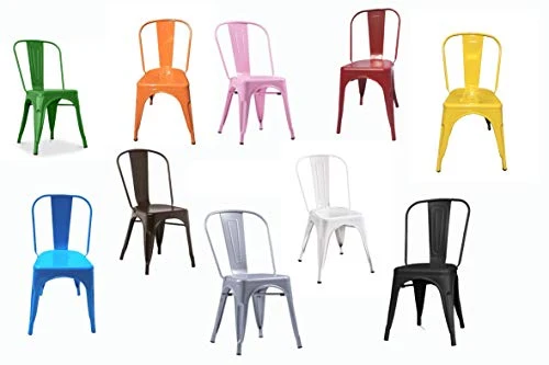 Fleda TRADING Chaises en métal de Style Industriel-Chic Package DE 4 Pieces Tolix Design Couleurs Mixtes