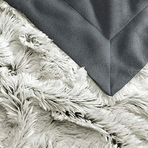 CelinaTex Couverture Douillette XXL 220 x 240 cm crème Gris Couverture de canapé Longhair Couverture en Fourrure synthétique Flokati Optik Couverture Fleece Oeko-TEX Shetland