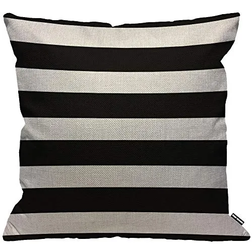 HGOD DESIGNS Housses de Coussin Noir Blanc Rayé Taies d'oreillers Maison Décoration Pour Hommes Femmes Garçon Fille Chambre Salon Canapé Voiture Coussins Oreillers 45 x 45 cm