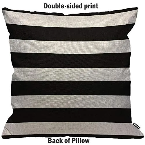 HGOD DESIGNS Housses de Coussin Noir Blanc Rayé Taies d'oreillers Maison Décoration Pour Hommes Femmes Garçon Fille Chambre Salon Canapé Voiture Coussins Oreillers 45 x 45 cm