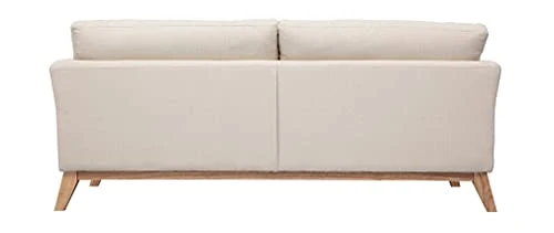 Canapé scandinave 3 Places déhoussable Beige et Pieds Bois Oslo
