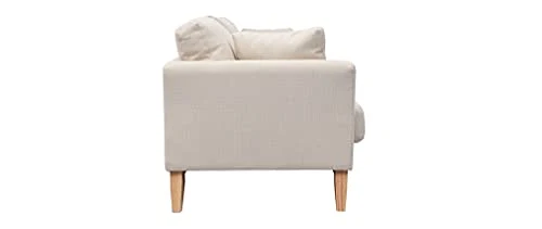 Canapé scandinave 3 Places déhoussable Beige et Pieds Bois Oslo