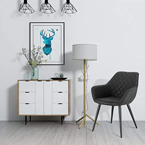 WOLTU BH231an-1,1 Chaise de Salle à Manger Moderne Chaise de Cuisine en Tissu Scientifique et métal,Anthracite