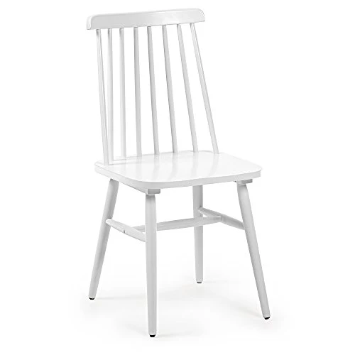 Kave Home - Chaise de Salle à Manger Tressia Blanc en Bois Massif de Caoutchouc