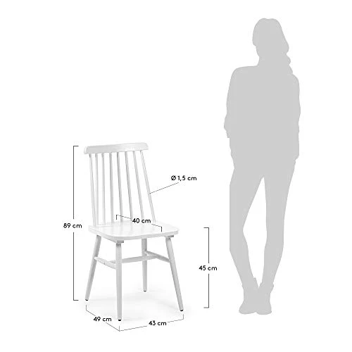 Kave Home - Chaise de Salle à Manger Tressia Blanc en Bois Massif de Caoutchouc