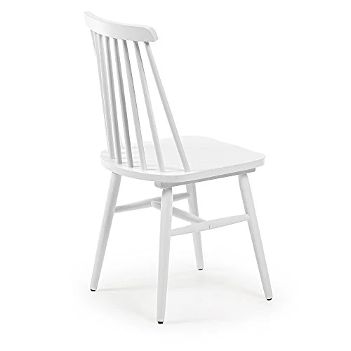 Kave Home - Chaise de Salle à Manger Tressia Blanc en Bois Massif de Caoutchouc