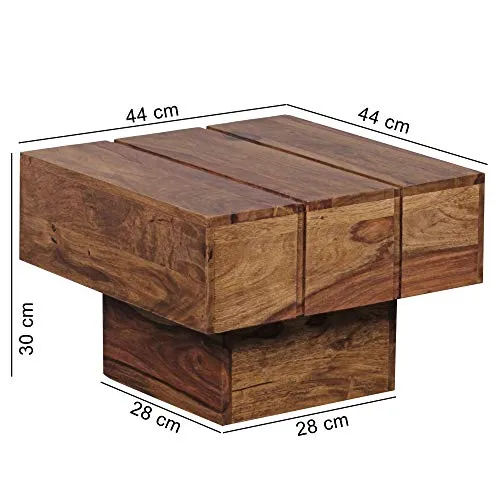 FineBuy Table d'appoint Bois Massif Sheesham 44 x 30 x 44 cm Table Basse Salon | Bout de canapé est - Table de téléphone - Table en Bois carré