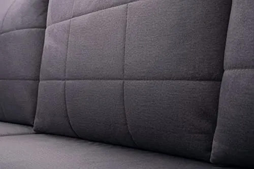 E- MEUBLES Canapé d'angle réversible en lit Convertible avec Coffre de Rangement 3/4 Places - en Tissu (Velours) - Salon & séjour - Design scandinave - Santos (Bleu Marine)