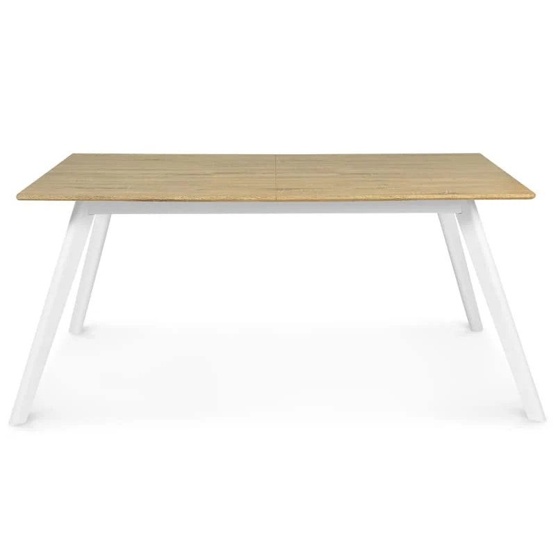 IDMarket - Table scandinave Extensible Inga 160-200 cm Plateau Bois Pieds Blancs