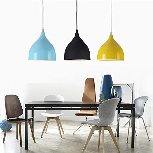LED Moderne Simple Luminaire Suspension Vintage Rétro E27 Style Industriel en Métal DIY Installation pour éclairage Café Cuisine Salle à manger Salon (noir)