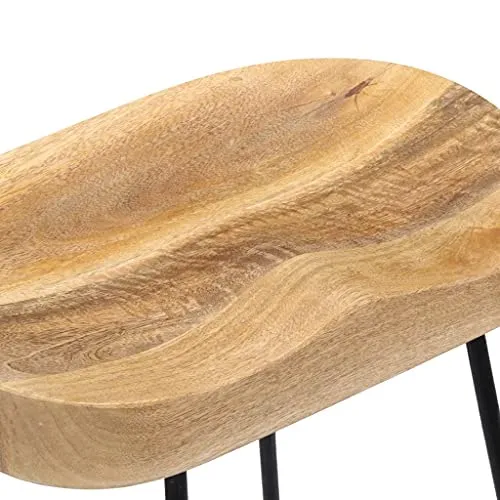 vidaXL 2X Bois de Manguier Massif Tabourets de Bar Chaise de Bar Chaise de Bistrot Chaise de Salle à Manger Chaise Haute Pub Cuisine Comptoir 45x40x78cm