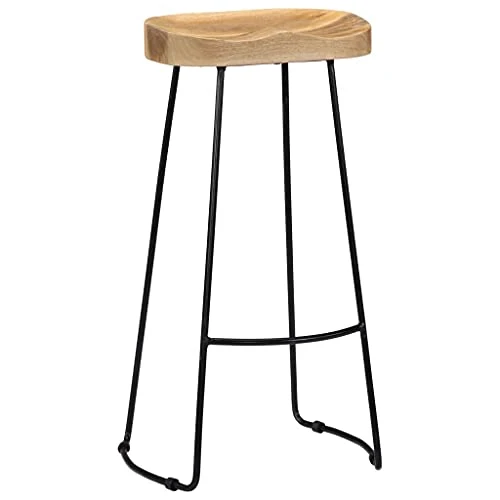 vidaXL 2X Bois de Manguier Massif Tabourets de Bar Chaise de Bar Chaise de Bistrot Chaise de Salle à Manger Chaise Haute Pub Cuisine Comptoir 45x40x78cm