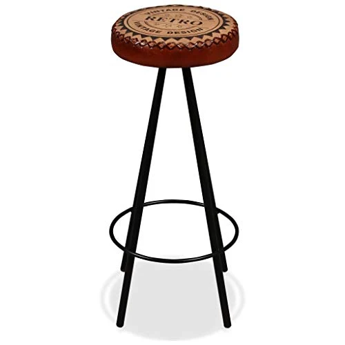 vidaXL 4X Tabouret de Bar Cuir Véritable et Toile Chaise Fauteuil de Bistrot