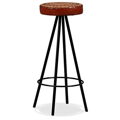 vidaXL 4X Tabouret de Bar Cuir Véritable et Toile Chaise Fauteuil de Bistrot