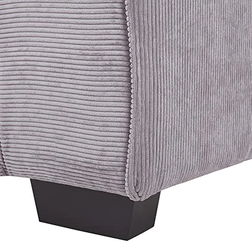 Beliani - Canapé 3 Places - Viskan - en Velours Côtelé et Bois, Gris Cair