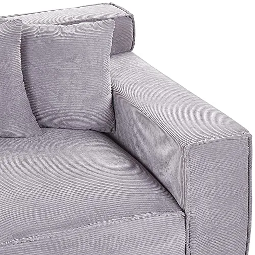 Beliani - Canapé 3 Places - Viskan - en Velours Côtelé et Bois, Gris Cair