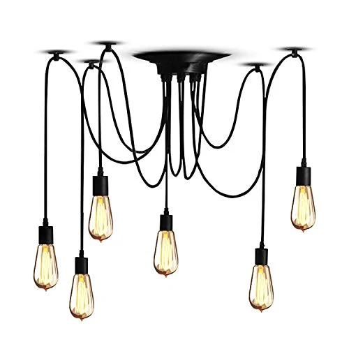 Lampop Suspension Luminaire Induistrielle Lampe Araignée 6 Bras Réglable Lampe Lustre Rétro Vintage Multi-Lumière Eclairage de plafond Luminaire Pendentif pour Chambre Restaurant Bar