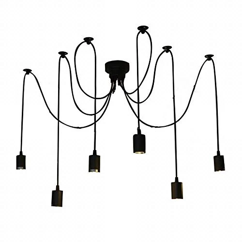 Lampop Suspension Luminaire Induistrielle Lampe Araignée 6 Bras Réglable Lampe Lustre Rétro Vintage Multi-Lumière Eclairage de plafond Luminaire Pendentif pour Chambre Restaurant Bar