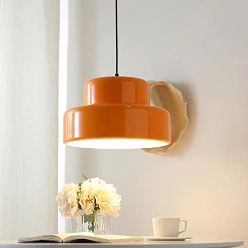 LBSWYH Moderne Salle À Manger Abat-Jour Ajustable Orange Suspension Industrielle Vintage Métal Suspendu Plafonnier Idéal pour Salle À Manger Bar Clubs & Restaurants (Orange)