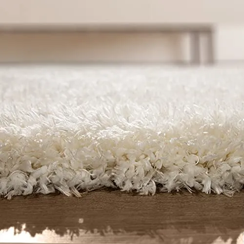 Paco Home Tapis Poils Hauts Moelleux Moderne Shaggy Style Flokati Confortable Uni Blanc, Dimension:160x230 cm
