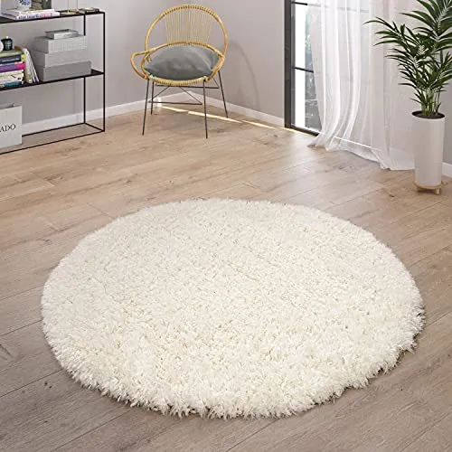 Paco Home Tapis Poils Hauts Moelleux Moderne Shaggy Style Flokati Confortable Uni Blanc, Dimension:160x230 cm