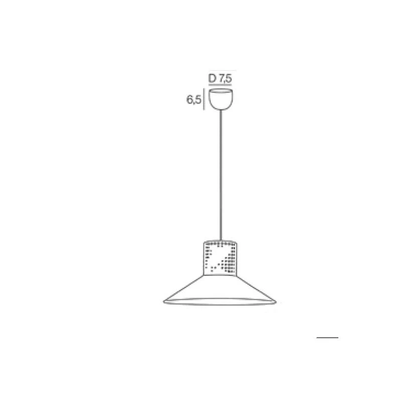 Suspension conique PENNY en coton blanc et cannage