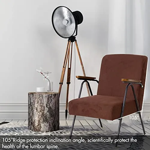 Fauteuil rembourré pour chambre à coucher avec structure en métal inoxydable Marron
