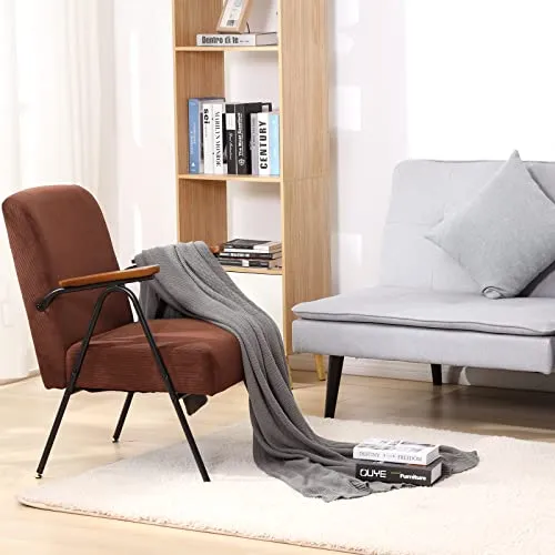 Fauteuil rembourré pour chambre à coucher avec structure en métal inoxydable Marron
