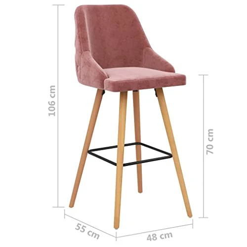 vidaXL 2X Chaises de Bar Sièges de Comptoir Tabourets de Pub Chaises de Bistro Chaises de Comptoir Tabourets de Bar Sièges de Bistro Rose Velours