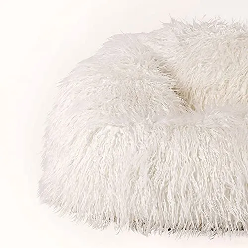 Icon Pouf Classique en Fausse Fourrure, Pouf Gros de Salon, Pouf Fauteuil pour Adultes avec Remplissage