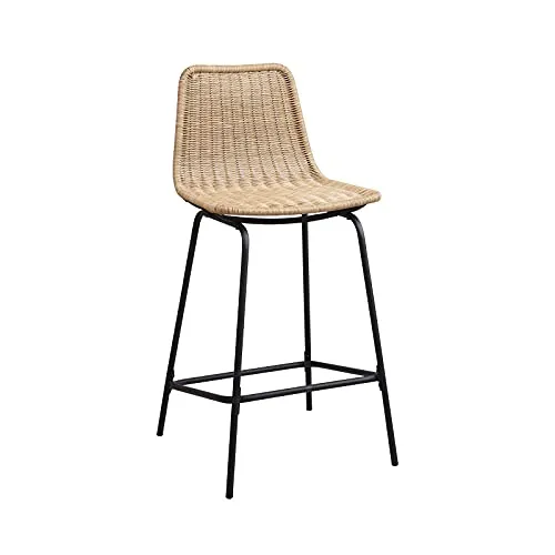 Tabourets de Bar Îlot Central Rotin et Métal - Coloris Naturel Bali | Lot de 2