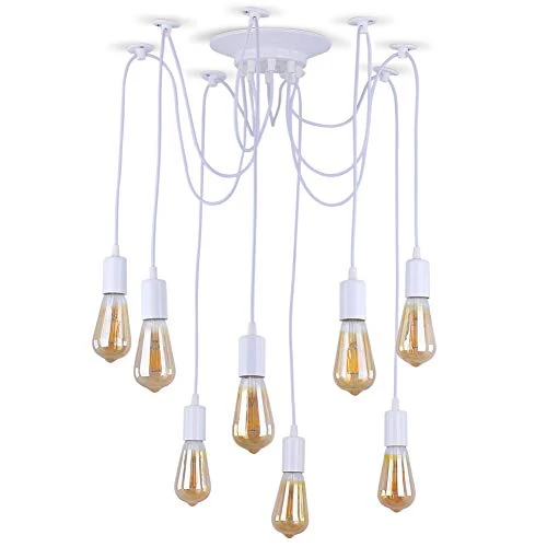 Blanc 8 Lumières Lustre Rétro Lustre Lustre Lustre Lustre Industriel Loft Encastré Montage Plafond Luminaire...