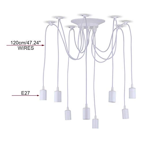 Blanc 8 Lumières Lustre Rétro Lustre Lustre Lustre Lustre Industriel Loft Encastré Montage Plafond Luminaire...