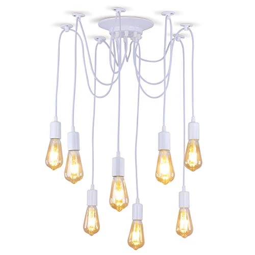 Blanc 8 Lumières Lustre Rétro Lustre Lustre Lustre Lustre Industriel Loft Encastré Montage Plafond Luminaire...