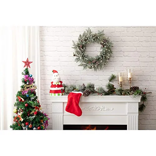 BEJOY Couronne de Noël Artificielle, 56cm Pomme de Pin Vigne Floquée Couronne de Sapin à Paillettes avec Baies Blanches pour Noël Maison Porte D'entrée Suspendue Mur Fenêtre Décor