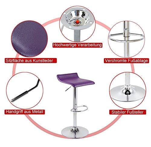 WOLTU 1 x Tabouret de Bar Design en Similicuir,Tabouret Anti-dérapante,Blanc BH11ws-1