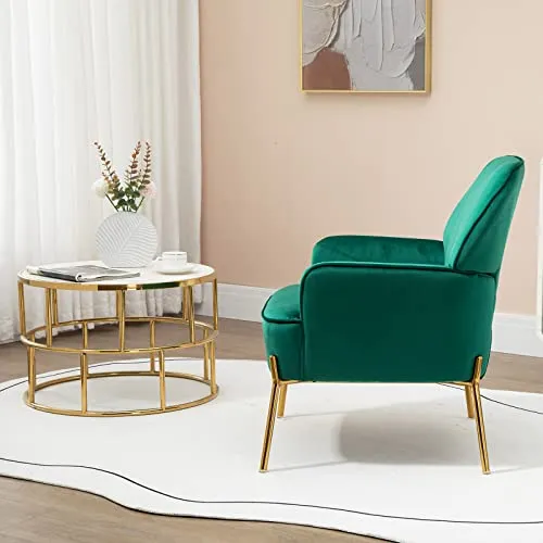SEPNINE Fauteuil de Salon Moderne en Velours - pour Salon et Chambre à Coucher - Jusqu'à 135 kg (Vert)