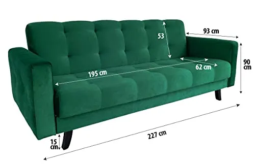 Canapé en lit Convertible avec Coffre de Rangement 3 Places Relax - en Tissu Velours - Salon & séjour - BONDA- Bleu Marine