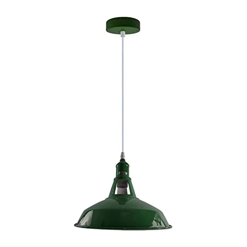 Générique Lampe à Suspension Industrielle, de Plafond en métal Vintage, éclairage Suspension, Abat-Jour, Lustre, luminaire, Suspendue loft pour Cuisine Restaurant (Vert) 30cmx30cmx16cm