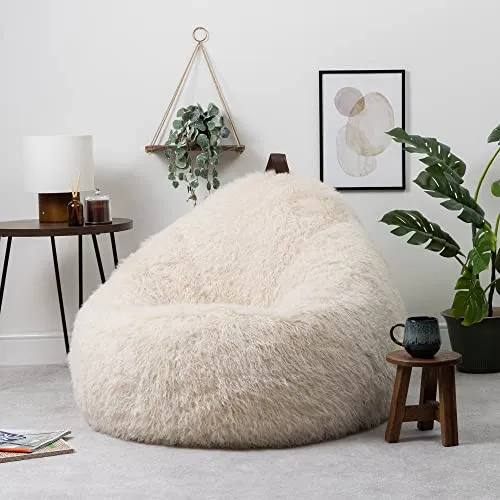 icon Pouf Fauteuil en Fausse Fourrure Cocoon, Pouf Geant de Salon, Pouf Fauteuil pour Adultes avec Remplissage