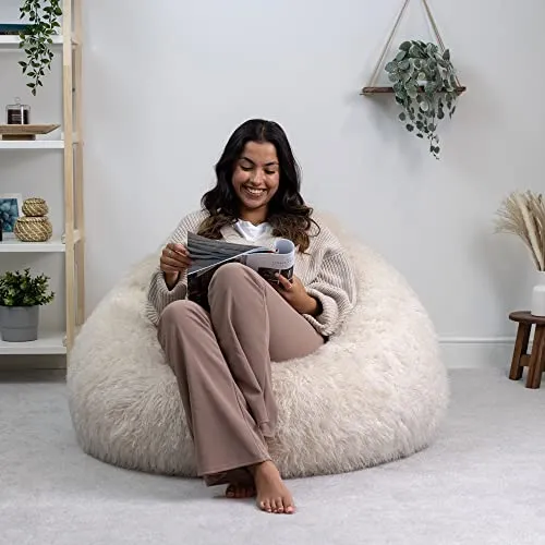 icon Pouf Fauteuil en Fausse Fourrure Cocoon, Pouf Geant de Salon, Pouf Fauteuil pour Adultes avec Remplissage