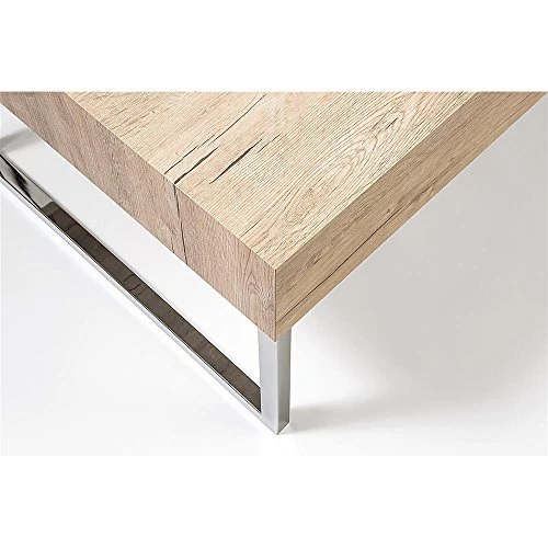 MOBILI FIVER, Table Basse, Evolution XL, Chêne Naturel, Mélaminé/Fer Chromé, Made in Italy