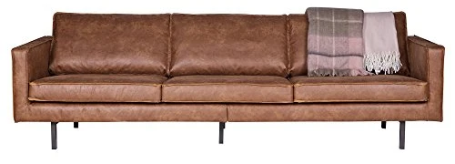 PEGANE Grand canapé 3,5 Places en éco-Cuir Bronco Marron, H 85 x L 277 x P 86 cm