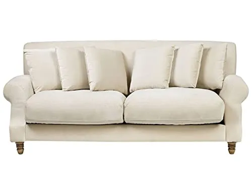 Beliani - Canapé 3 Places - Eike - Velours, Beige